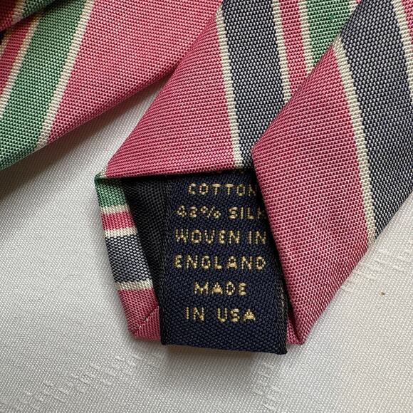 Brooks Brothers Mens Pink Repp Striped Silk Tie Preppy Old Money Boarding School - Picture 4 of 5